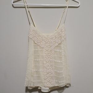 American Eagle Cream Sheer Embroidered Boho Cami size XS
